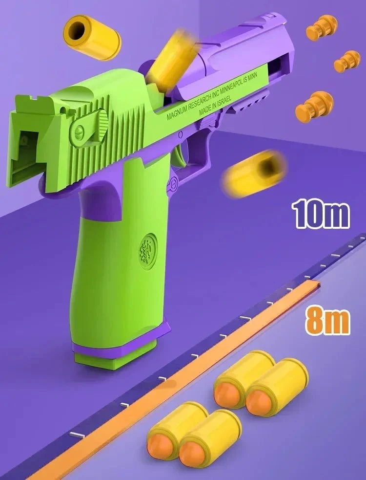 Eagle Gun Toy – Desert Eagle 1911 Pistol Revolver Launcher with Continuous Shell Throwing Action for Endless Fun