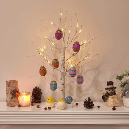Easter LED Birch Tree with Hanging Egg Ornaments – Perfect Home Table Décor, Party Favors & Delightful Kids' Gifts