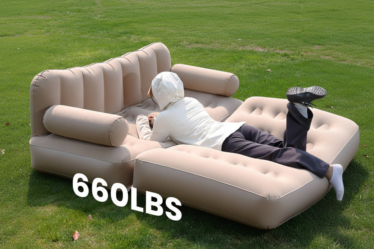 Double Foldable Inflatable Sofa Bed – Automatic Pump Camping Couch for Outdoor Rest and Home Lounging