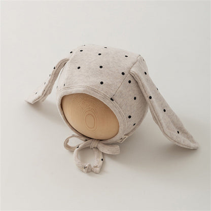 Adorable Bunny Ears Cotton Beanie – Soft Breathable Kids Hat with Polka Dots for Toddlers, Thanksgiving, Outdoor Play & Everyday Fashion