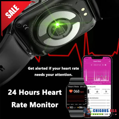 Ecg Smart Watch With Blood Pressure Monitor Body Temperature Glucose Heart Rate Oxygen