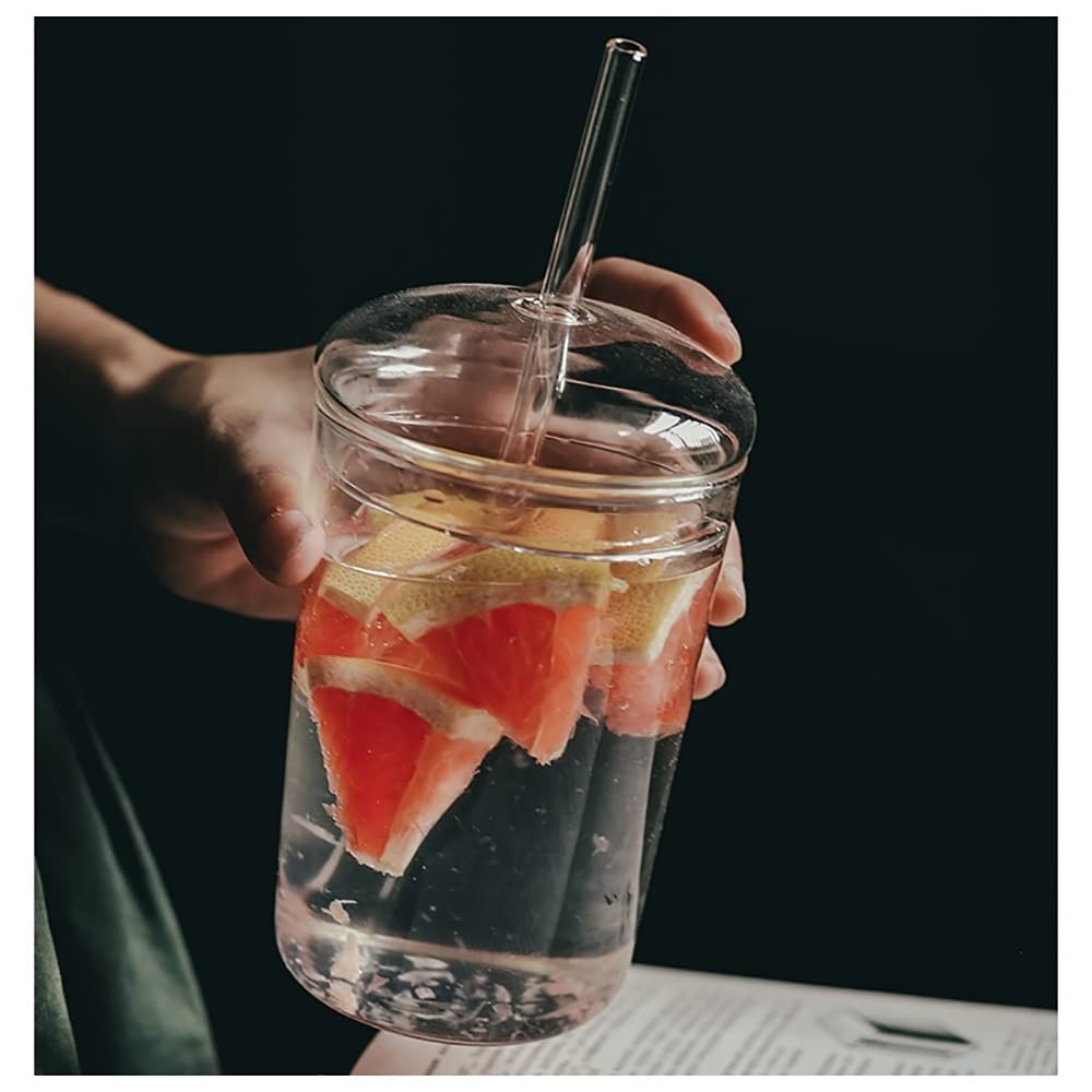 Glass Cup with Lid and Glass Straw – 15 oz Reusable Clear Tumbler for Iced Coffee & Cold Drinks