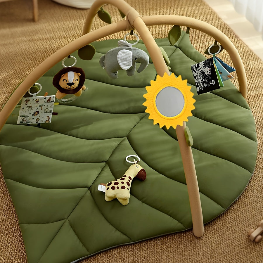 Baby Play Gym and Activity Mat – Oversized Leafy Playpen with 6 Removable Toys for Early Learning, Crawling, and Sensory Development
