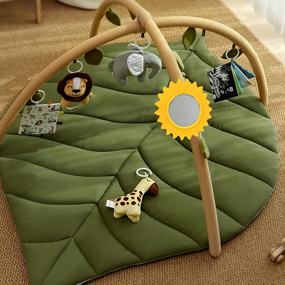 Baby Play Gym and Activity Mat – Oversized Leafy Playpen with 6 Removable Toys for Early Learning, Crawling, and Sensory Development