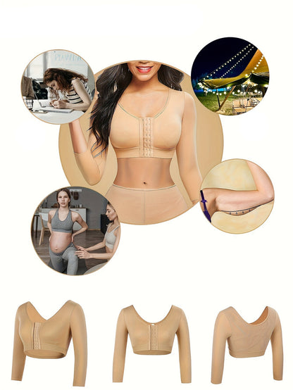 Long Sleeve Compression Arm Slimmer Top –  Shapewear with Chest Push-Up Support for Arm Sculpting, Recovery, Slimming & Autumn Layering