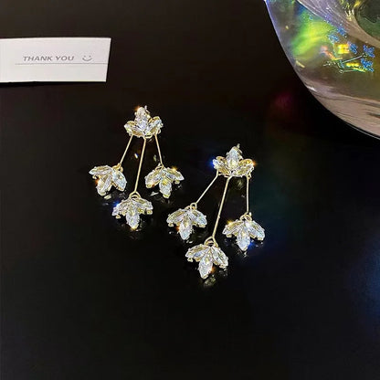 Crystal Star Tassel Dangle Earrings – Elegant Drop Jewelry with Micro-Set Sparkle for Glamorous Parties & Gifts