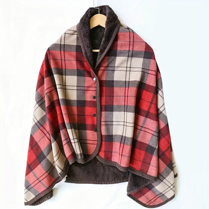 Cozy Checkered Knit Blanket – Double-Layer Soft Polyester Throw for Office Naps, Winter Warmth, and Stylish Home Comfort