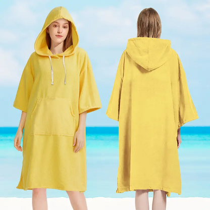 Surf Poncho Changing Robe - Quick Dry Solid Microfiber Unisex Hooded Towels
