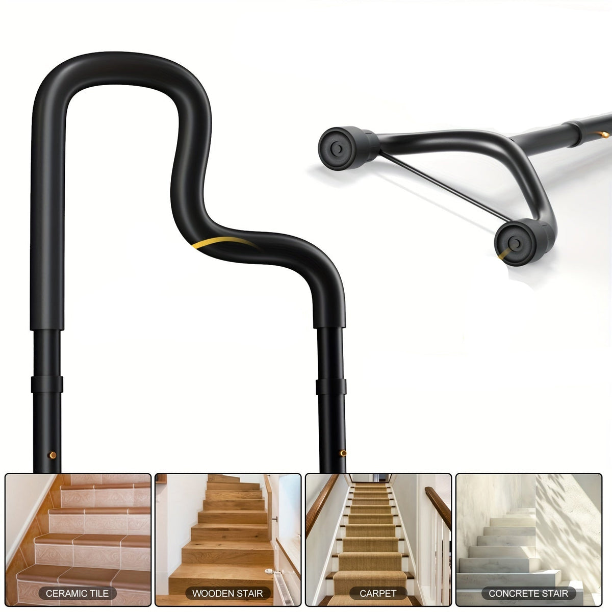 Stair Climbing Assist Cane – Adjustable Height Step Aid for Seniors with Hip or Knee Pain, Easy Walk Up or Down Stairs