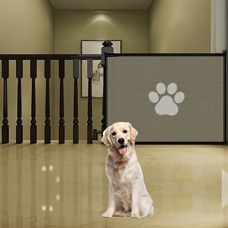 Portable Folding Pet Safety Gate – Durable Mesh Barrier for Dogs and Puppies, Easy Installation, Compact Storage, and Space-Saving Design