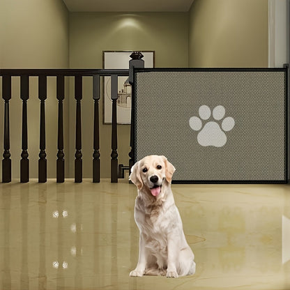 Portable Folding Pet Safety Gate – Durable Mesh Barrier for Dogs and Puppies, Easy Installation, Compact Storage, and Space-Saving Design