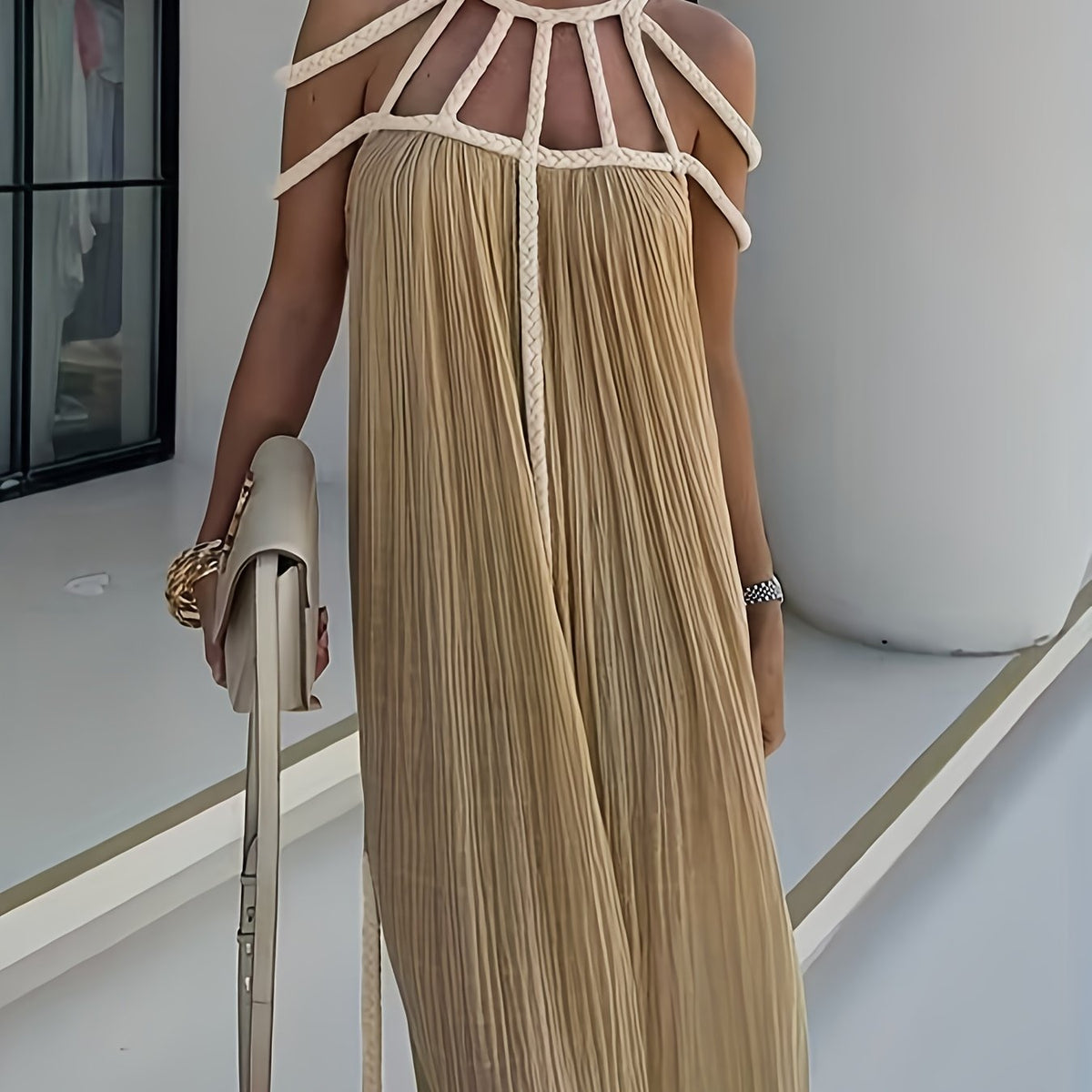 Sexy Hollow-Out Backless Maxi Dress – Off Shoulder Lace-Up Beach Cover-Up for Women Summer Holiday Wear