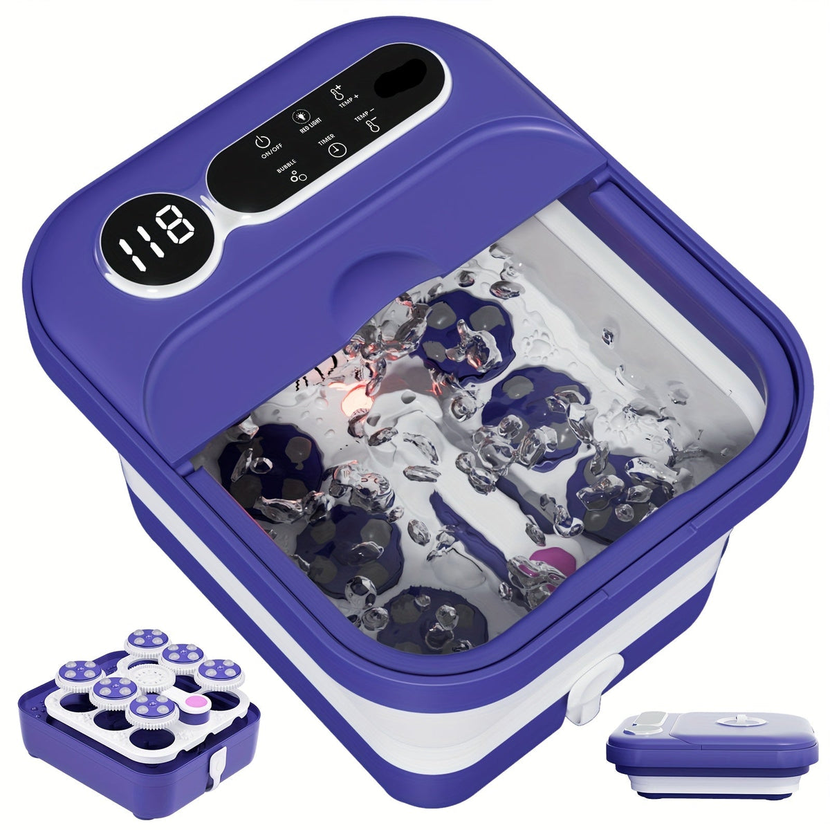 Collapsible Foot Spa with Heat, Bubbles & Massage — Folds Flat to Store, for Deep Relaxation and Soothing At-Home Soaks