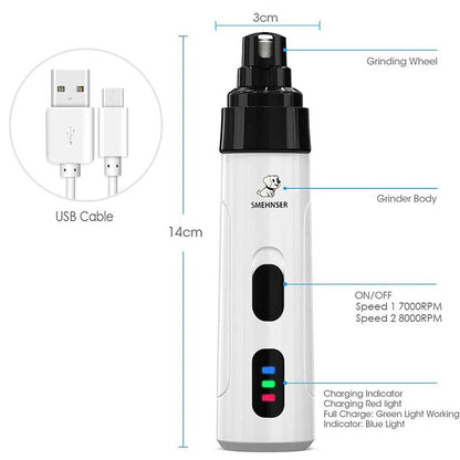 Electric Dog Cat Nail Clippers, Quiet Trimmer Grinder for Small Large Cats Dogs Breed