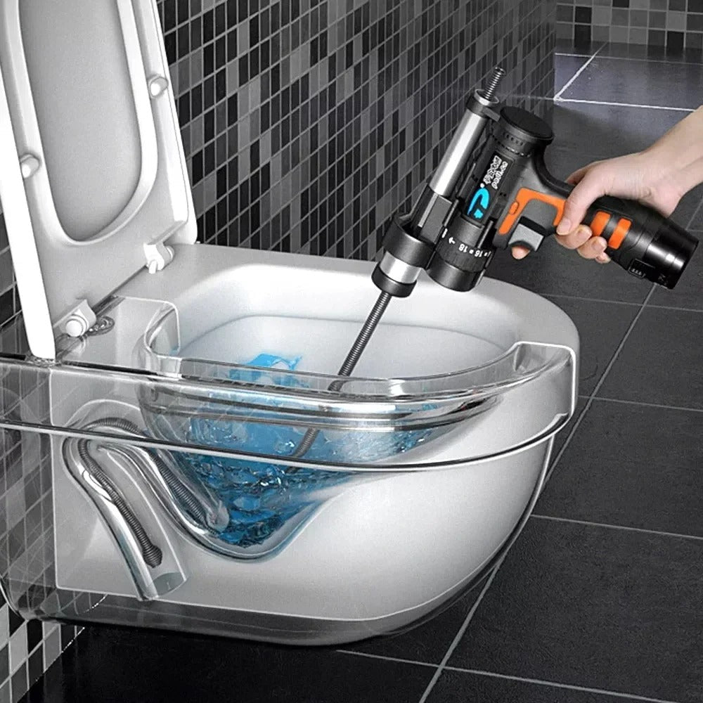 Cordless Drain Auger - 12V Battery Power Drain Snake with 5 ft Steel Cable, for Toilets, Sinks, Tubs and Showers
