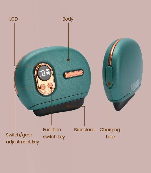 Electric Gua Sha Massager Hot Stone Heating Vibration - Facial Body Heating LCD Screen Lightweight Stone