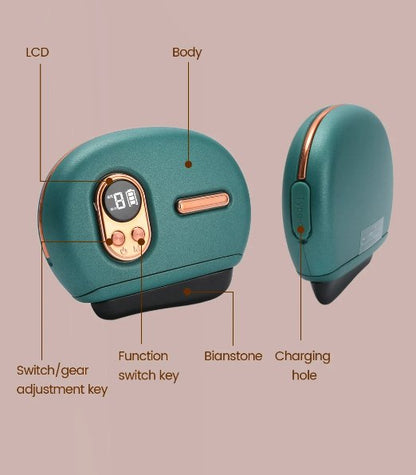 Electric Gua Sha Massager Hot Stone Heating Vibration - Facial Body Heating LCD Screen Lightweight Stone