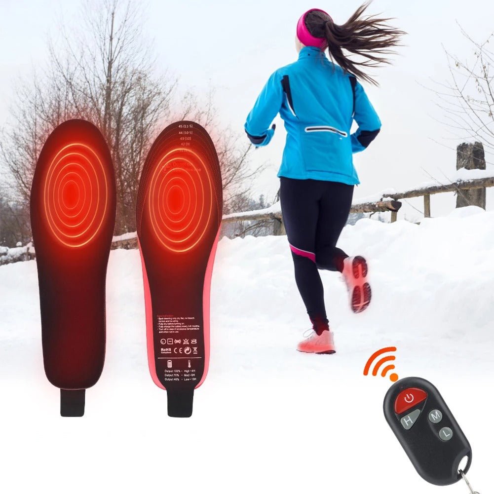 Electric Heated Insoles - Remote Control, Foot Warmers USB Heated Insoles for Men and Women for Outdoor Sports and Indoor Warmth