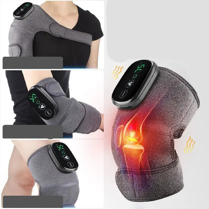 Electric Heating Knee Massager - 3 in 1 with Vibration Cordless Rechargeable Heating Knee Warmers Wrap for Shoulder Elbow