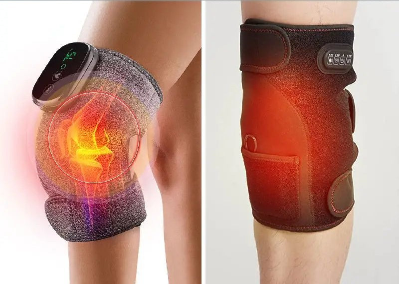 Electric Heating Knee Massager - 3 in 1 with Vibration Cordless Rechargeable Heating Knee Warmers Wrap for Shoulder Elbow