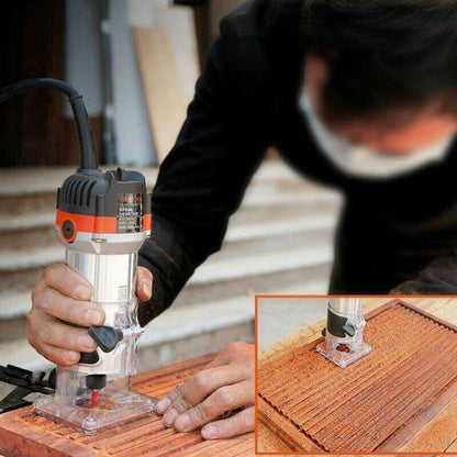 Compact Corded Trim Router – Laminate Edge Trimmer with 1/4 in Straight Bit and Guides