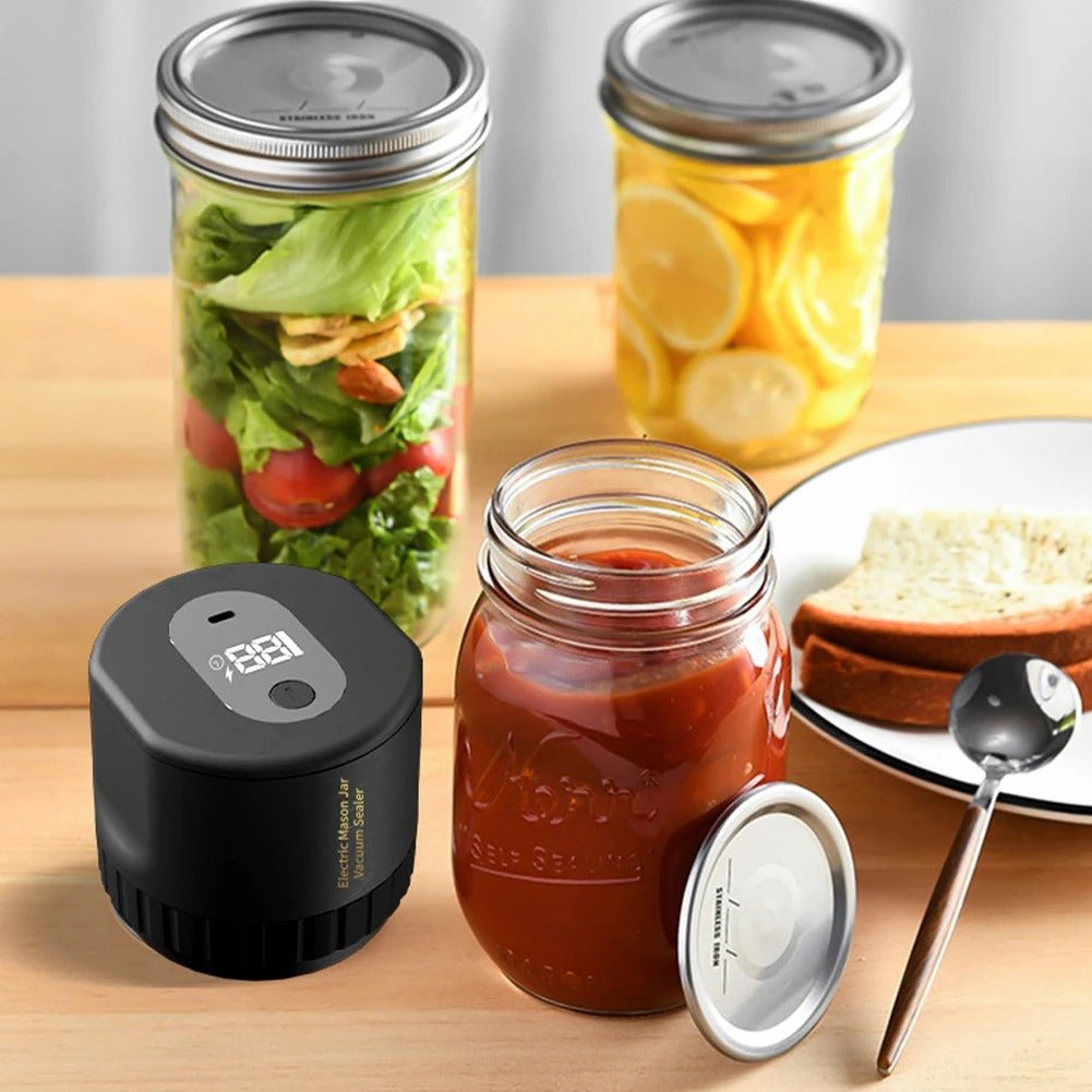 Electric Mason Jar Vacuum Sealer - Cordless Mason Jar Sealer Kit for Wide-Mouth and Regular-Mouth for Food Storage