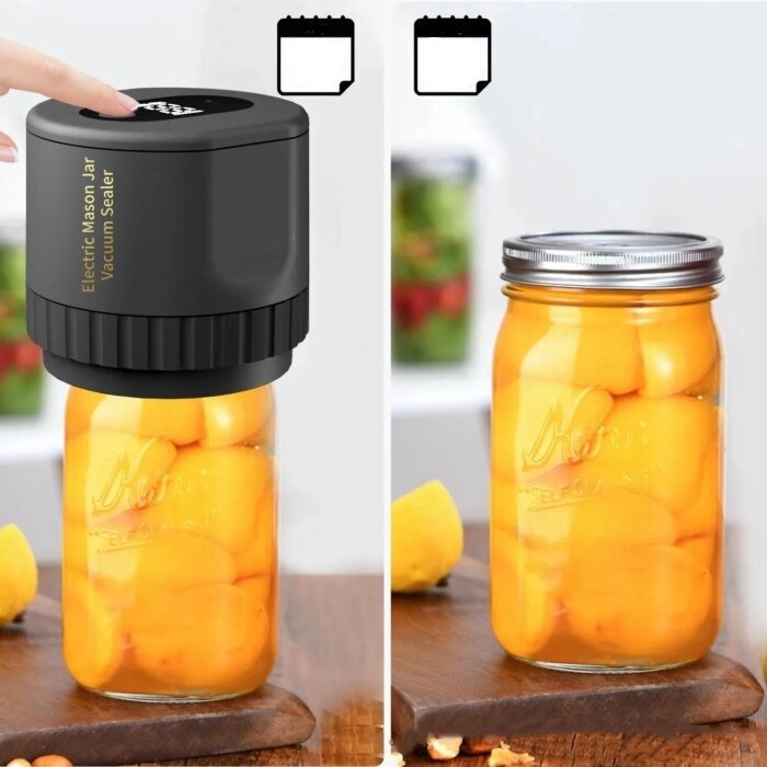 Electric Mason Jar Vacuum Sealer - Cordless Mason Jar Sealer Kit for Wide-Mouth and Regular-Mouth for Food Storage