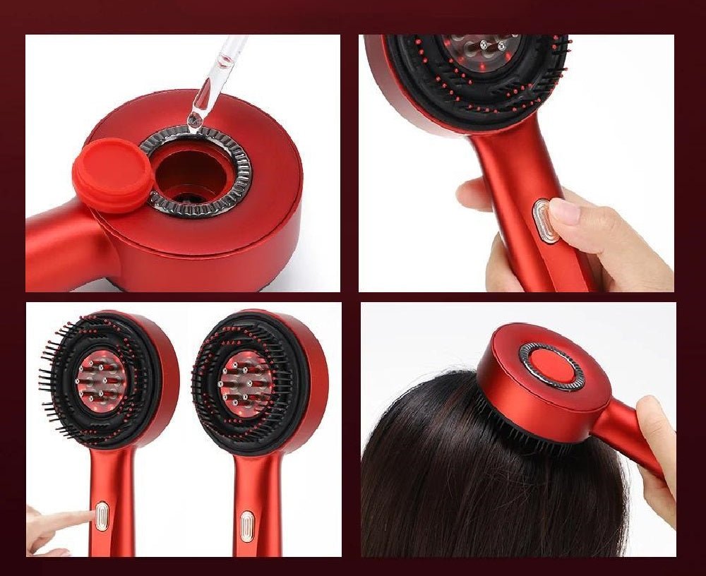 Electric Massage Laser Comb – 3-in-1  Comb with Portable Red Light Therapy with Essence Oil Applicator for Revitalized Hair Follicles and Luxurious Locks