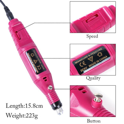 Electric Nail Drill Set - Corded Manicure & Pedicure File with 6 Bits and 6 Sanding Bands