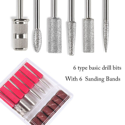 Electric Nail Drill Set - Corded Manicure & Pedicure File with 6 Bits and 6 Sanding Bands