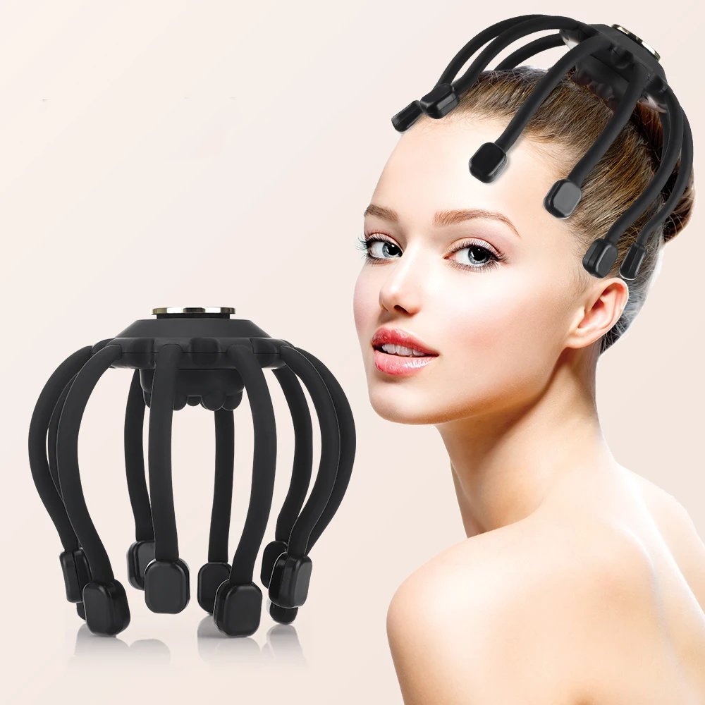 Electric Octopus Claw Scalp Massager - Hands Free Therapeutic Head Scratcher Relief Hair Stimulation Rechargeable Stress Relief