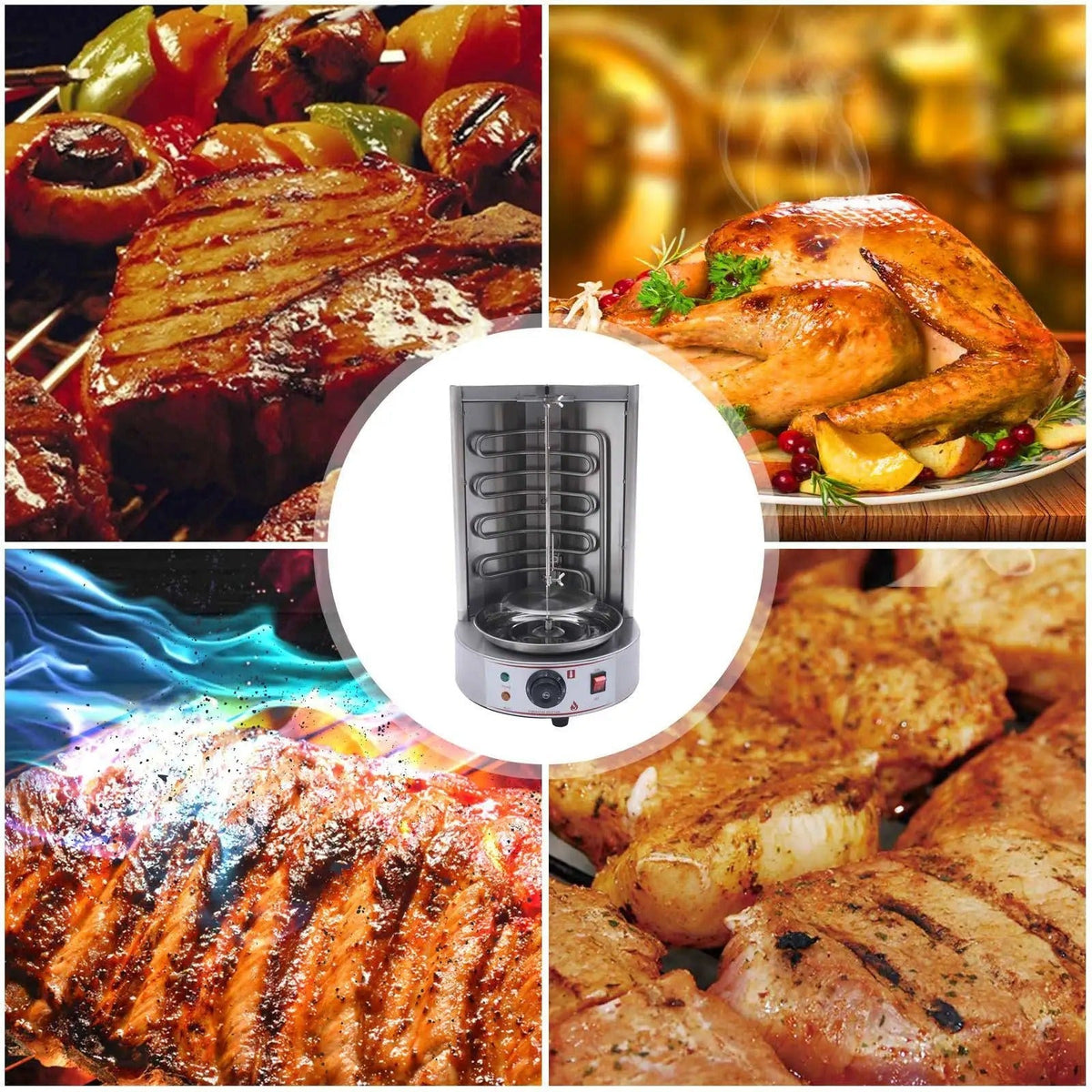 Electric Vertical Broiler - Countertop Shawarma, Gyro & Kebab Machine, Stainless Steel Rotisserie