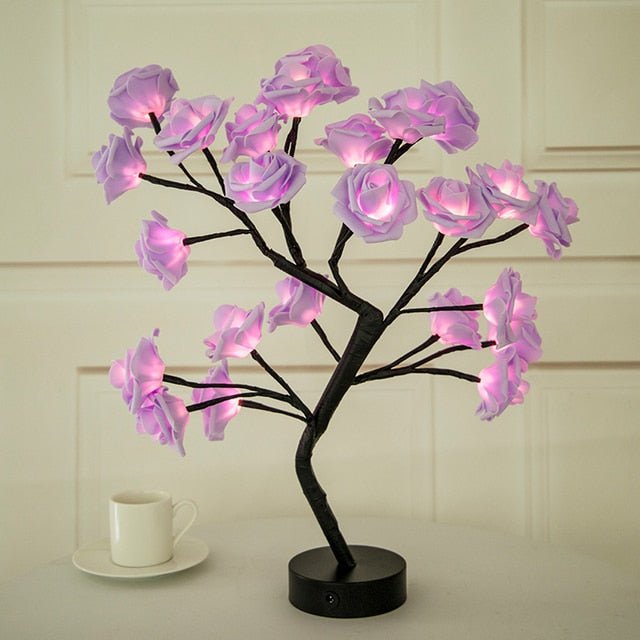 Enchanted Rose Tree Lamp, Bonsai, Warm White LED Night Light, Bedroom Decoration