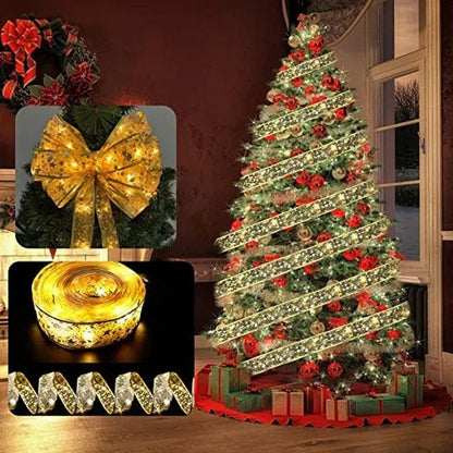 Enchanting Ribbon Fairy Lights – Christmas Tree Ornaments & Home Décor for a Magical New Year’s Celebration!