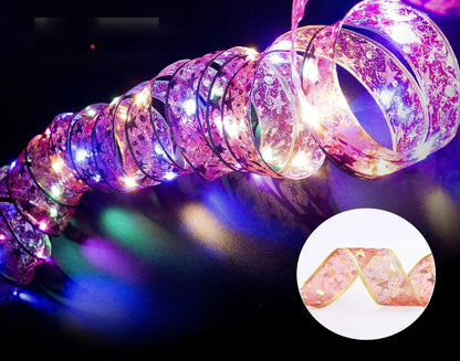Enchanting Ribbon Fairy Lights – Christmas Tree Ornaments & Home Décor for a Magical New Year’s Celebration!