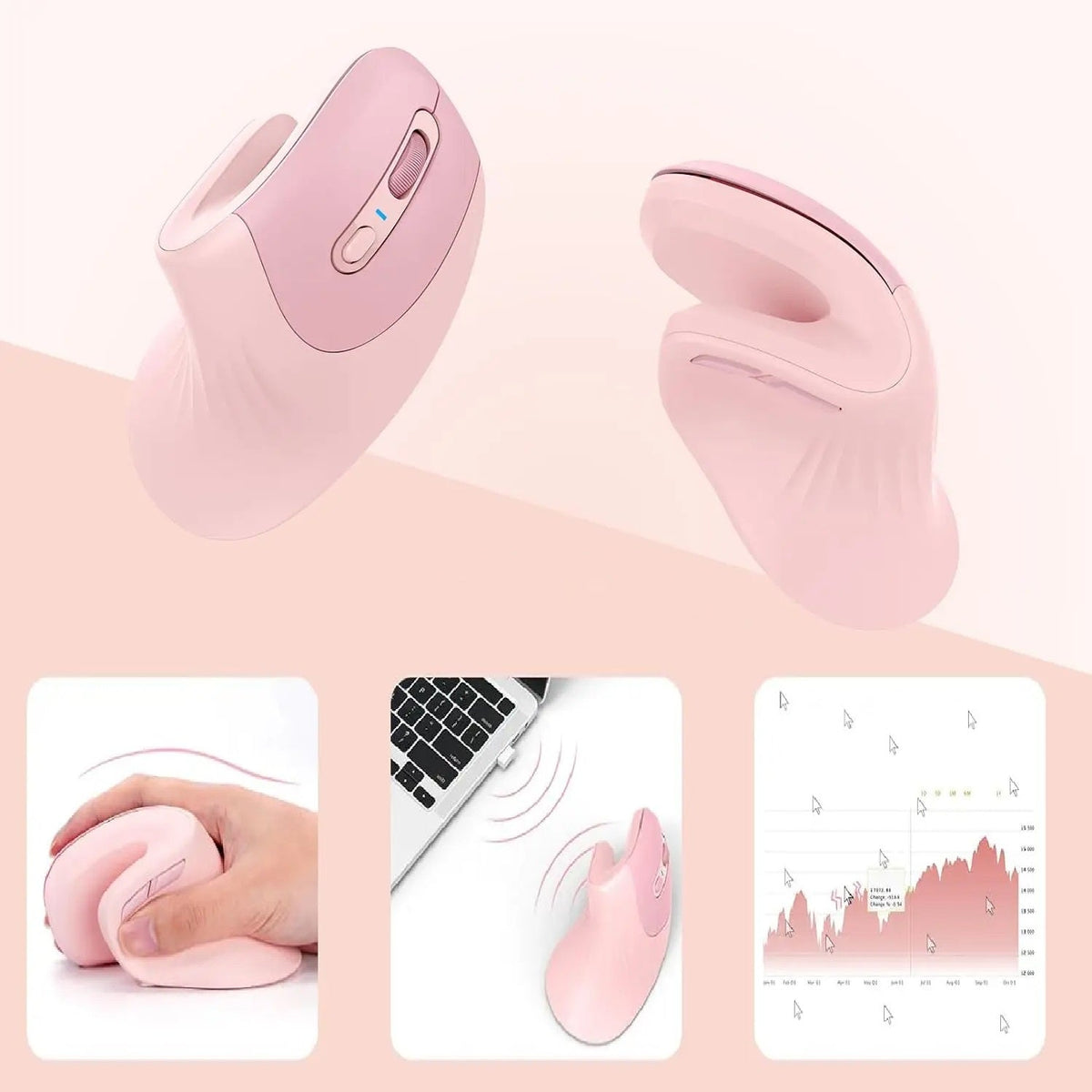 Ergonomic Vertical Mouse with Jiggler – Wireless Bluetooth & USB Dual-Mode Mouse for PC, Laptop, Mac & Windows
