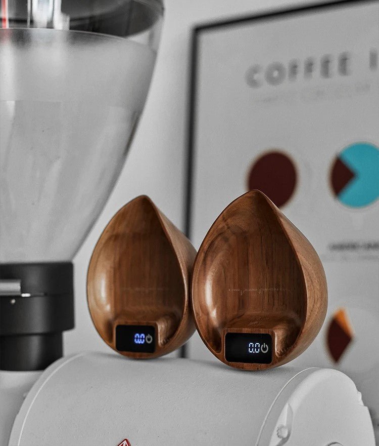 Espresso LED Scale with Walnut Bean Tray- Accurate Scale for Coffee Connoisseurs
