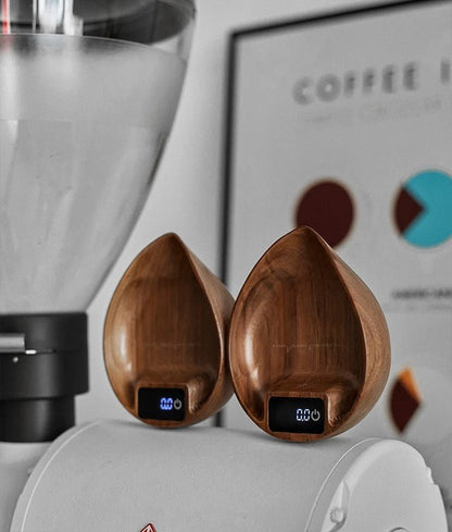 Espresso LED Scale with Walnut Bean Tray- Accurate Scale for Coffee Connoisseurs