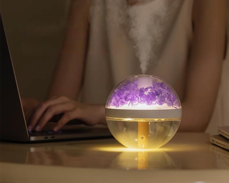 Eternal Flower Rechargeable Air Humidifier – 270ML LED Mist Maker with Soothing Flower Design for Home Hydration & Ambient Glow with 800mAh