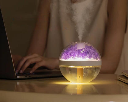 Eternal Flower Rechargeable Air Humidifier – 270ML LED Mist Maker with Soothing Flower Design for Home Hydration & Ambient Glow with 800mAh