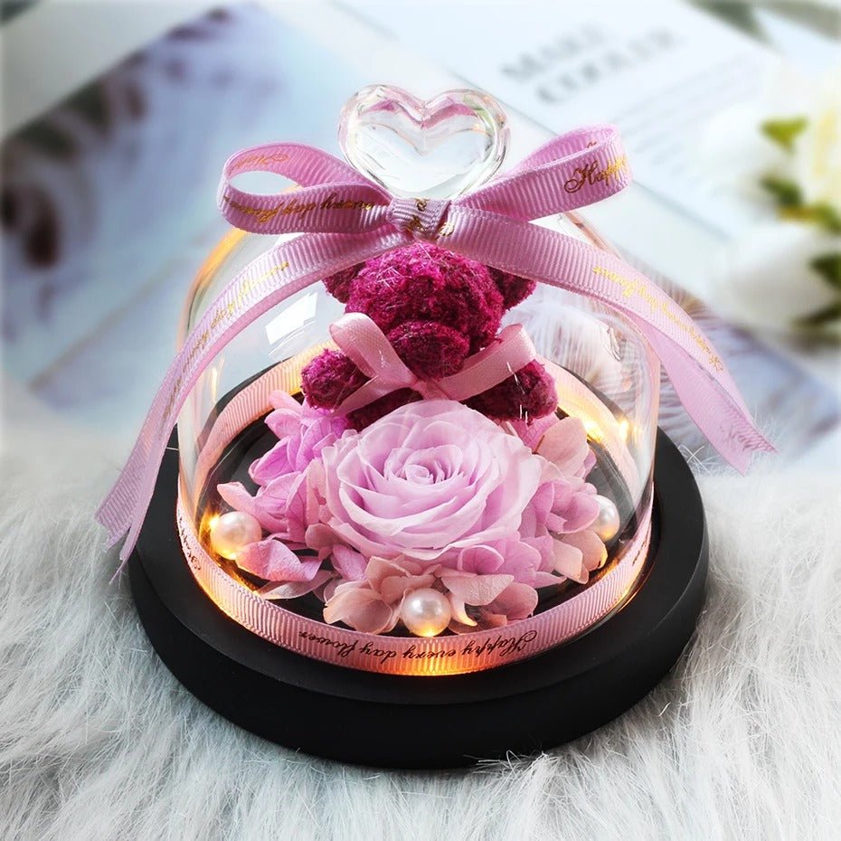 Eternal Love - Real Rose In Glass Dome Exclusive Rose Immortal Flower Perfect for Valentine's Day