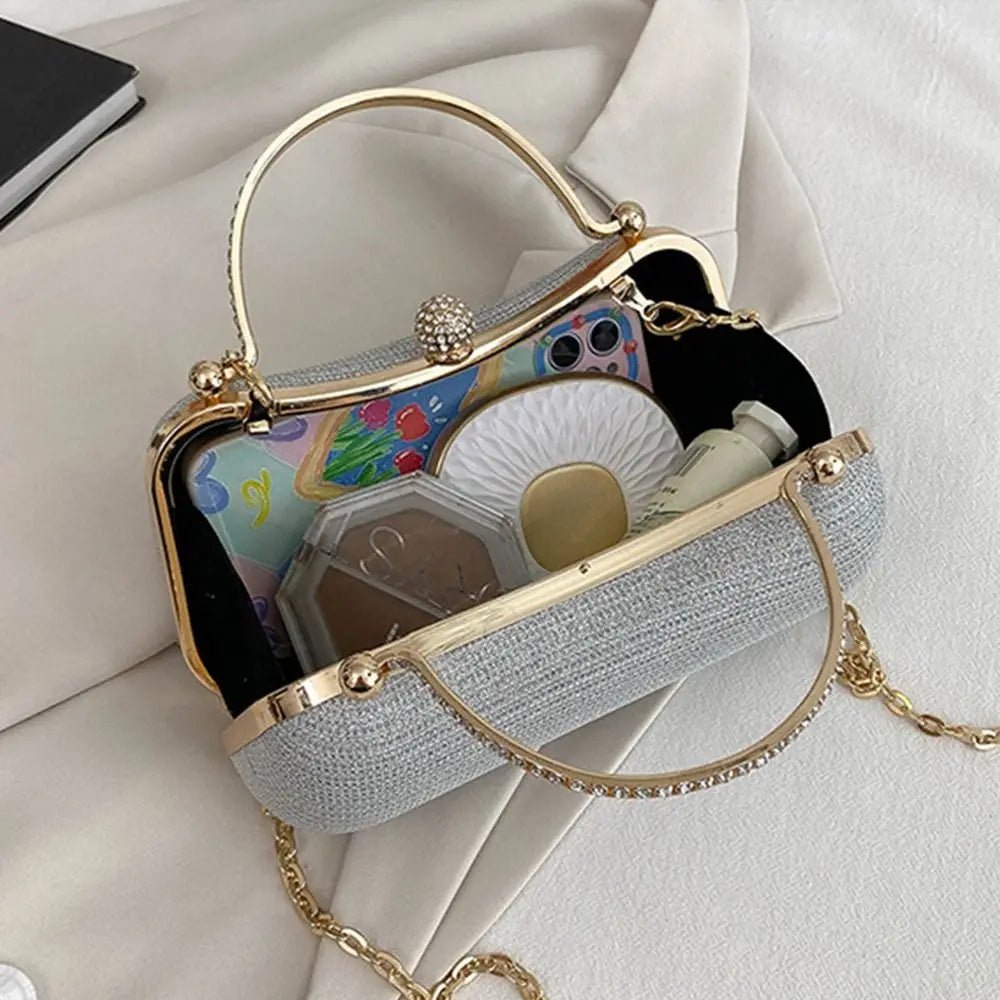 Evening Rhinestone Clutch – Stunning Beaded Evening Bag with Chain Strap A Glamorous Egg-Shaped Handbag for Weddings & Special Nights