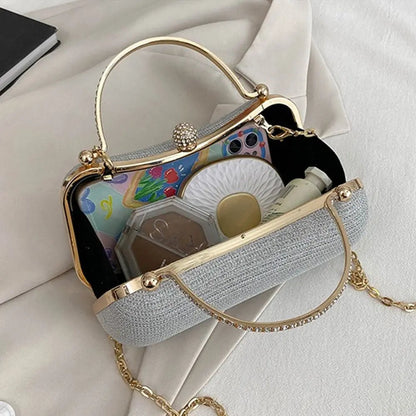 Evening Rhinestone Clutch – Stunning Beaded Evening Bag with Chain Strap A Glamorous Egg-Shaped Handbag for Weddings & Special Nights