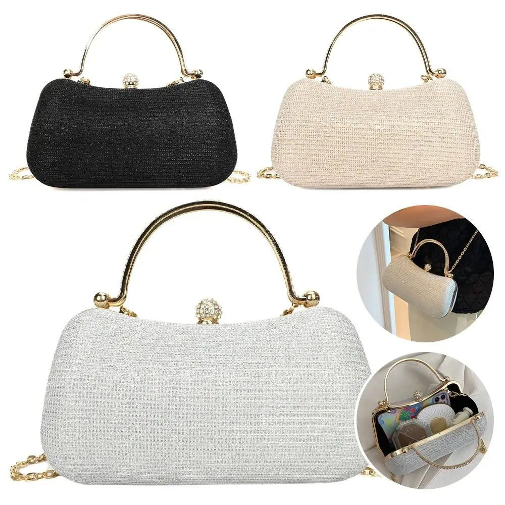 Evening Rhinestone Clutch – Stunning Beaded Evening Bag with Chain Strap A Glamorous Egg-Shaped Handbag for Weddings & Special Nights