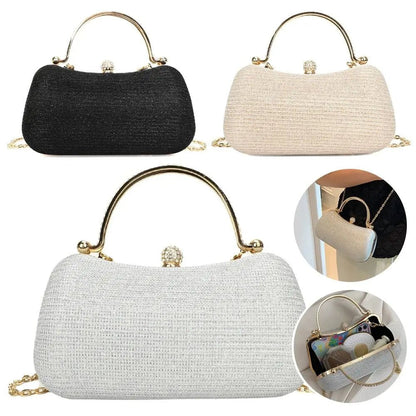 Evening Rhinestone Clutch – Stunning Beaded Evening Bag with Chain Strap A Glamorous Egg-Shaped Handbag for Weddings & Special Nights