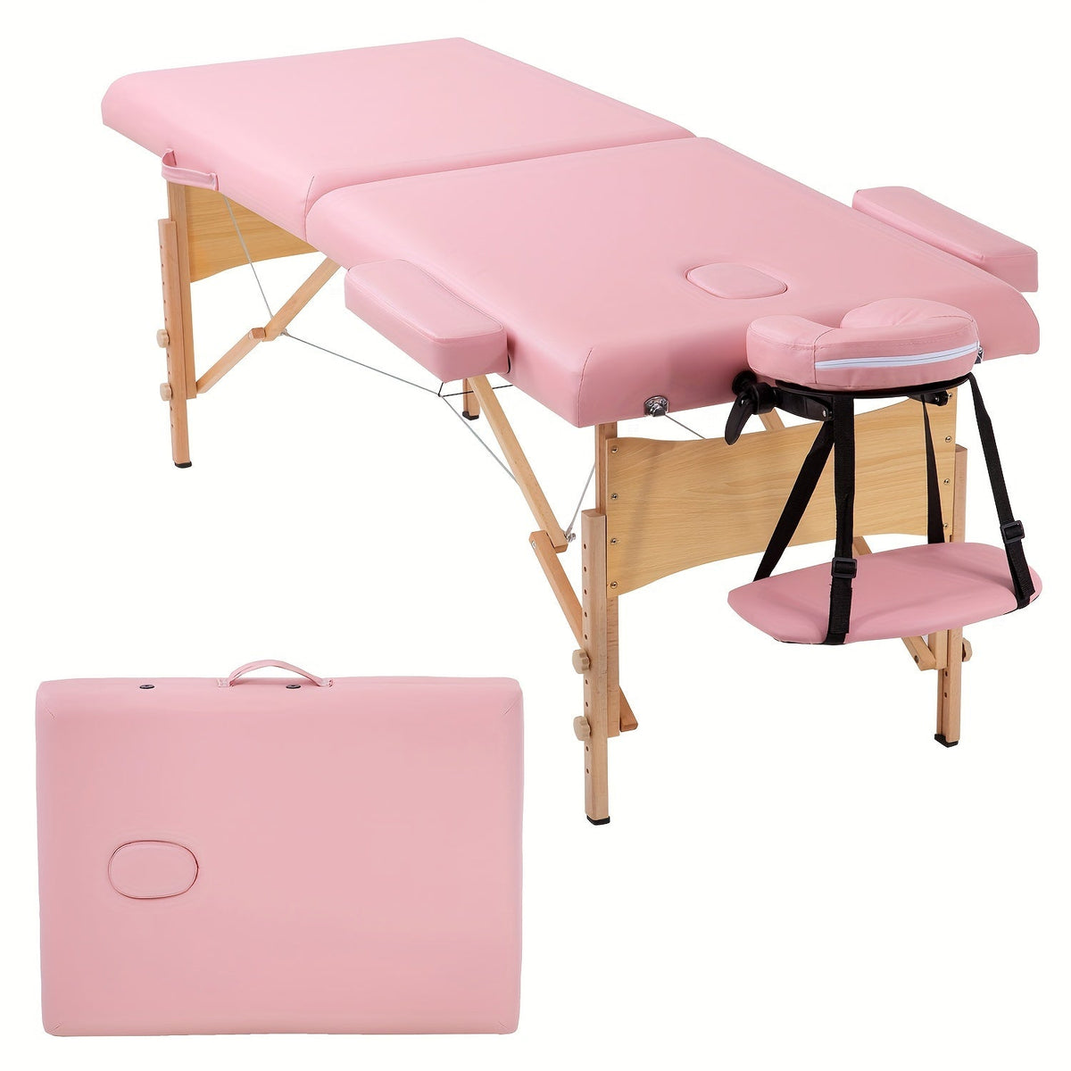Portable Two Fold Massage Table – Adjustable Spa Bed with Face Cradle and Carry Bag for Home Therapyå