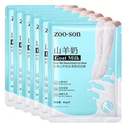 Goat Milk Foot and Hand Mask 6 Pairs – Hydrating and Moisturizing Treatment for Soft, Smooth Skin and Intensive Repair Therapy