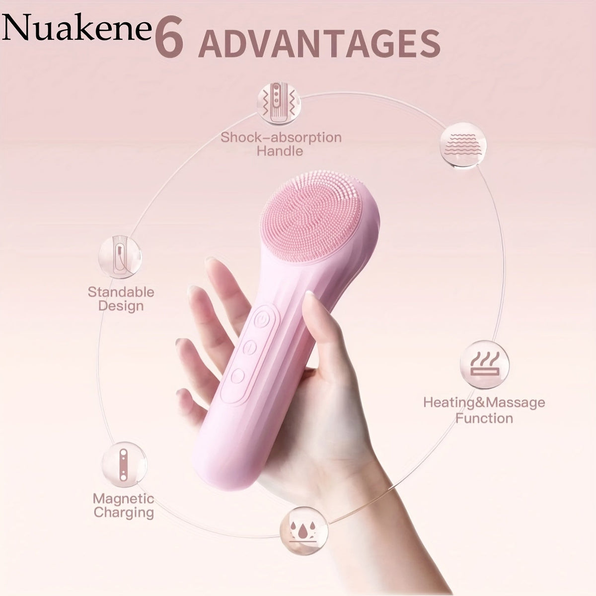 Rechargeable 2-in-1 Silicone Face Scrubber – Electric Cleansing & Heating Massage Brush with 5 Modes for Gentle, Effective Skincare