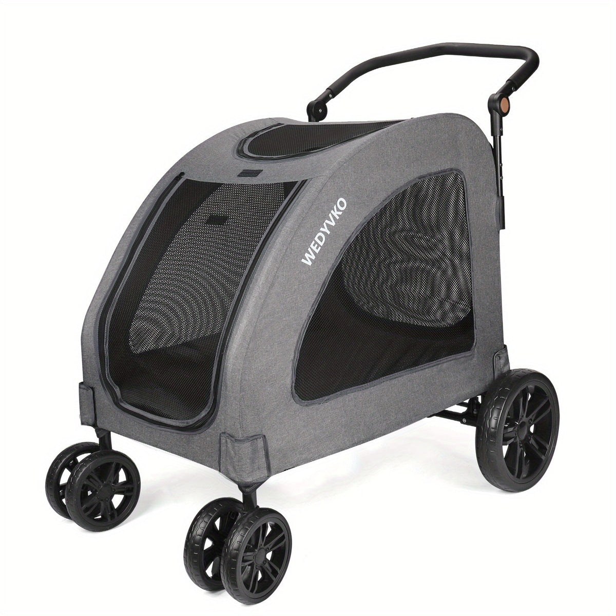 Spacious Heavy-Duty Pet Stroller – 120lb Capacity Dog & Cat Travel Stroller with 360° Wheels, Mesh Panels & One-Step Folding Design for Outdoor Adventures