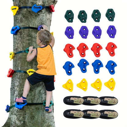 Ninja Tree Climbing Kit – 20 Durable Holds with 6 Straps for Kids and Adults, Fun Backyard Climbing Set for Fitness, Adventure, and Outdoor Play